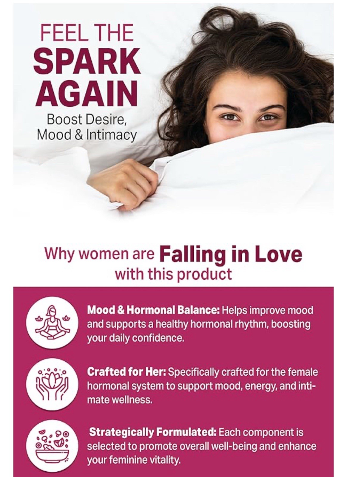 Harmony Glow LIBIDO BOOST Passion & Aphrodisiac Support for Adult Women 60 Caps