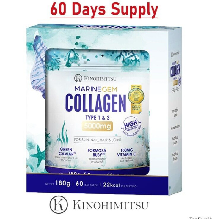 KINOHIMITSU Marine Gem (Exp 11/2026)Collagen 180g – Frim Tigten & Whiten skin