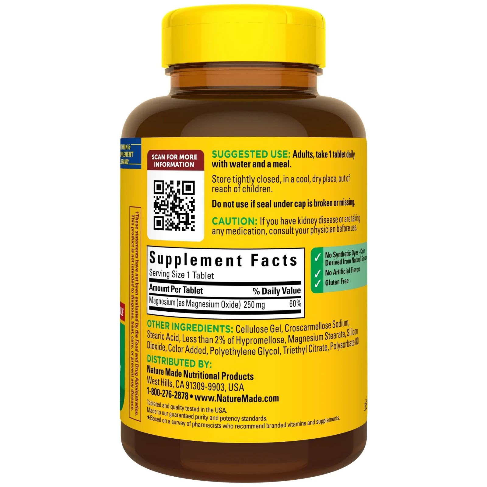 Nature Made Magnesium Oxide 250 mg Tablets, Dietary Supplement, 300 Count