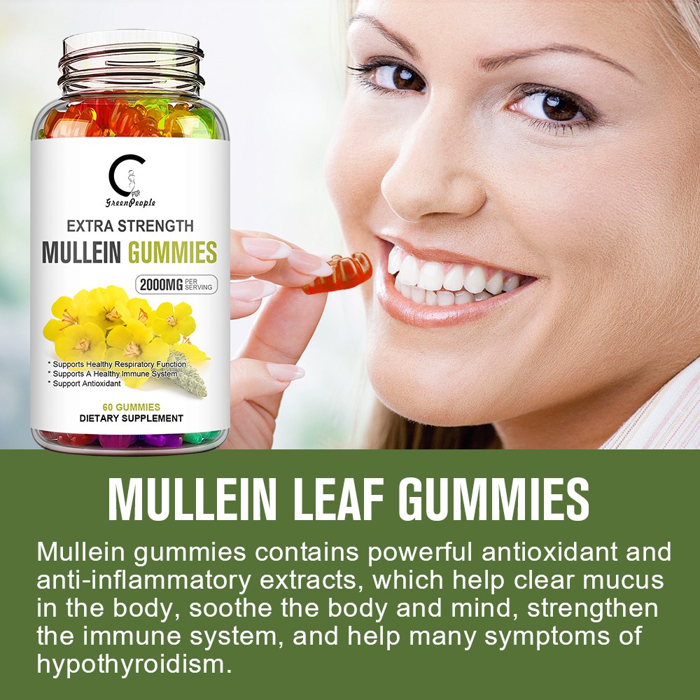 Mullein Leaf Gummies For Lung Cleanse Detox Natural Mullein Herbal Supplement