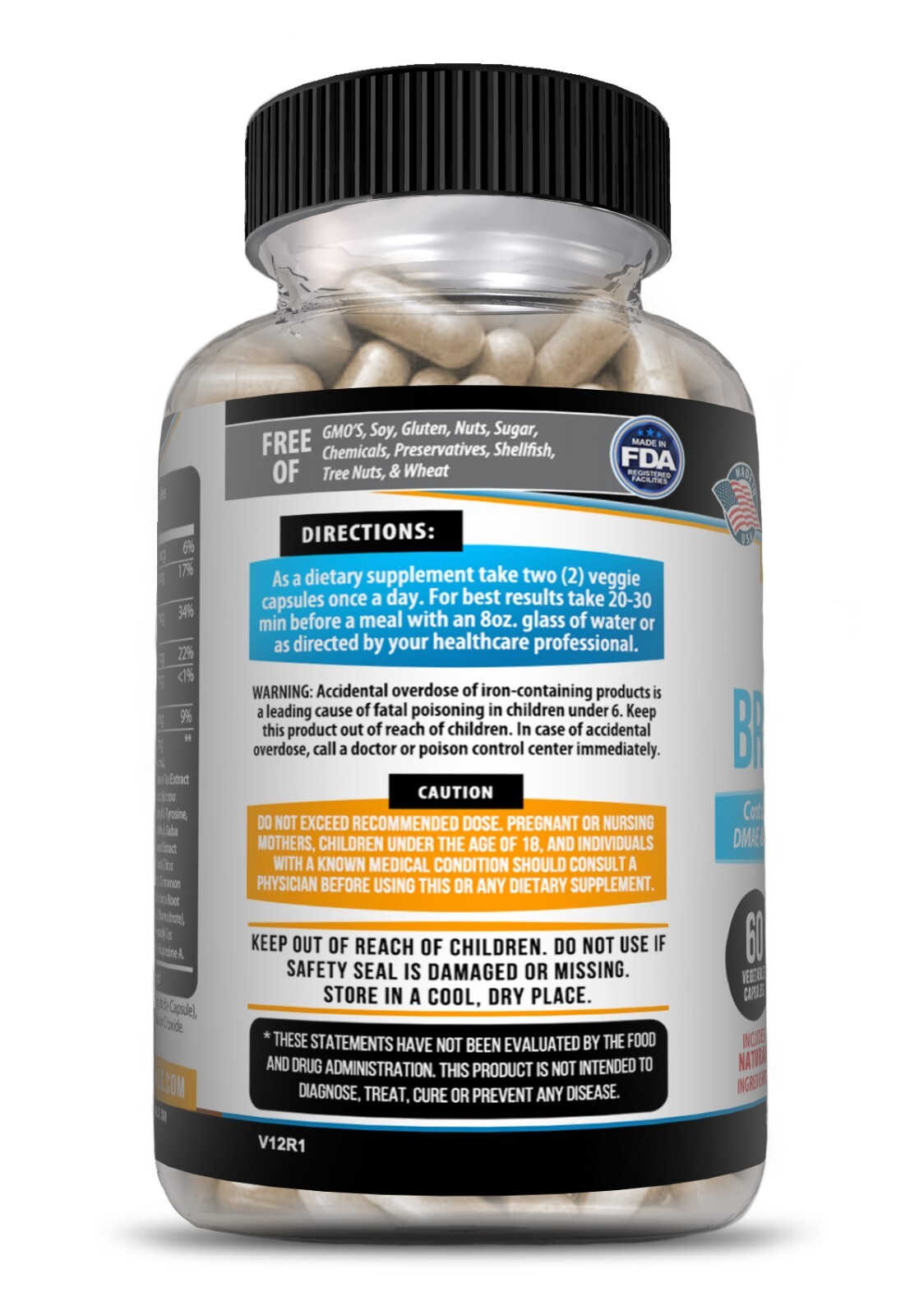 Nootropic Brain Booster 60ct, Healthy Brain Memory Support, Nootropic Supplement