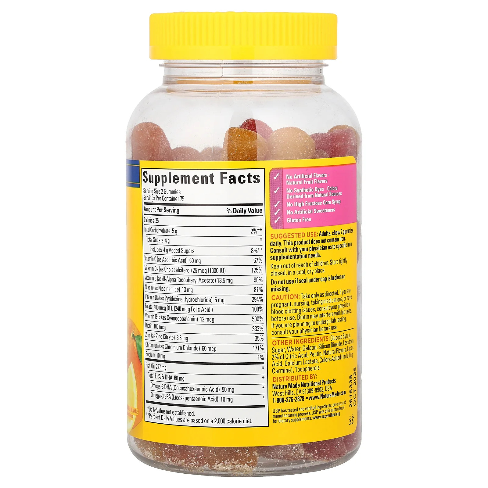 2 X Nature Made, Multi + Omega-3 Gummies, For Her, Strawberry Lemon & Orange, 1