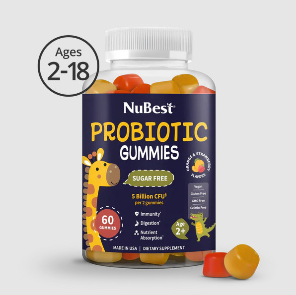 Kids & Teens Probiotic Gummies Sugar Free Daily Gut Health Support Ages 2-18