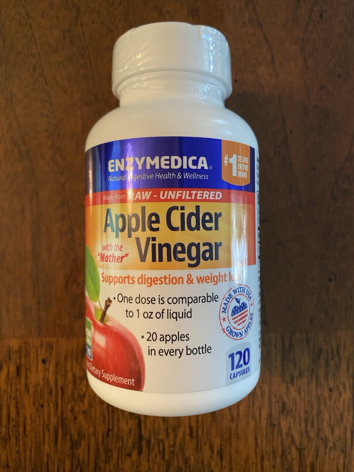 Apple Cider Vinegar Capsules, by Enzymedica, 120 ct., NEW, SEALED