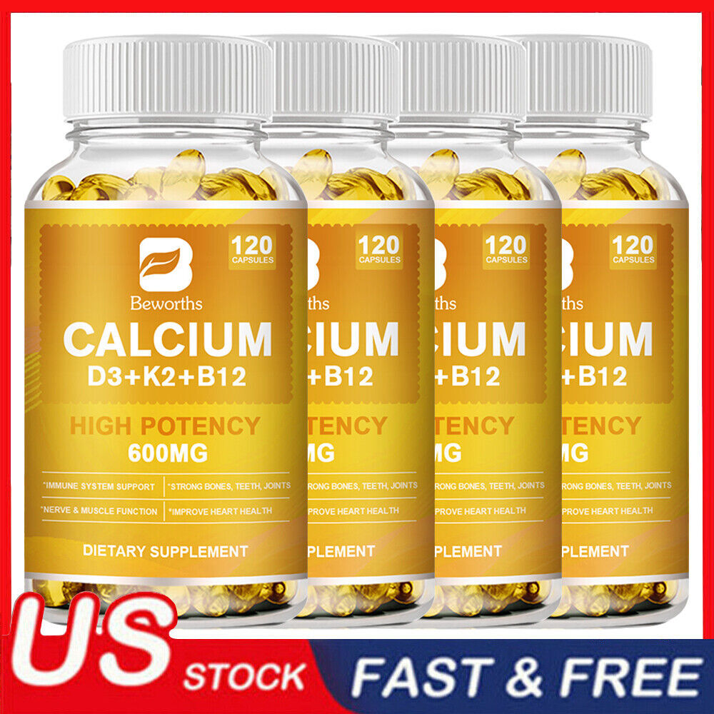 1-4 Packs Vitamin K2 (MK7) with D3 B12 Supplement,Calcium Capsules,Immune Health