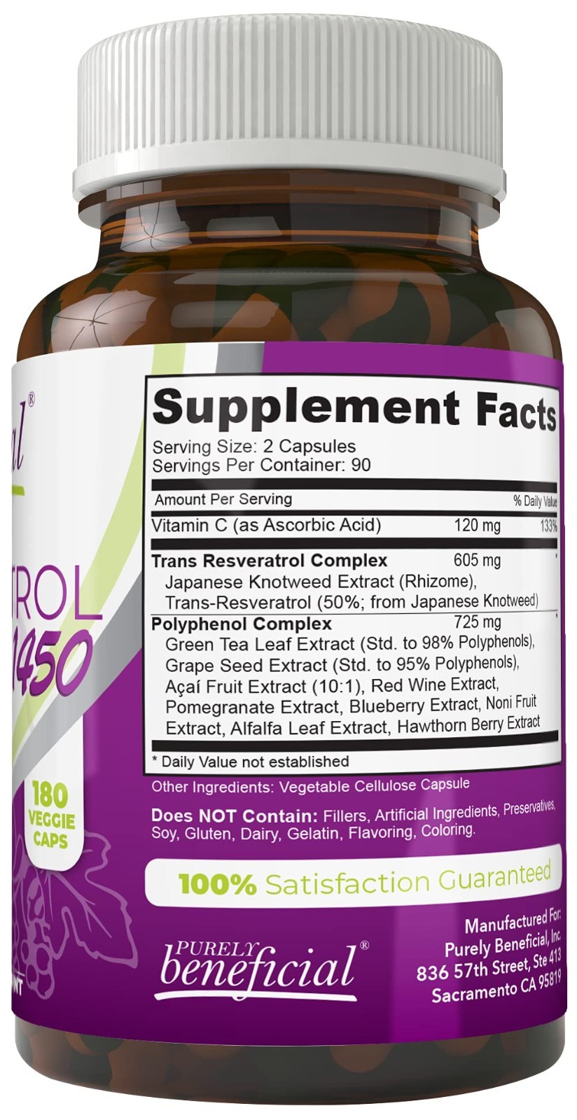 High-Potency Resveratrol 1450mg – 90-Day Supply, Antioxidant Support, Anti-Aging