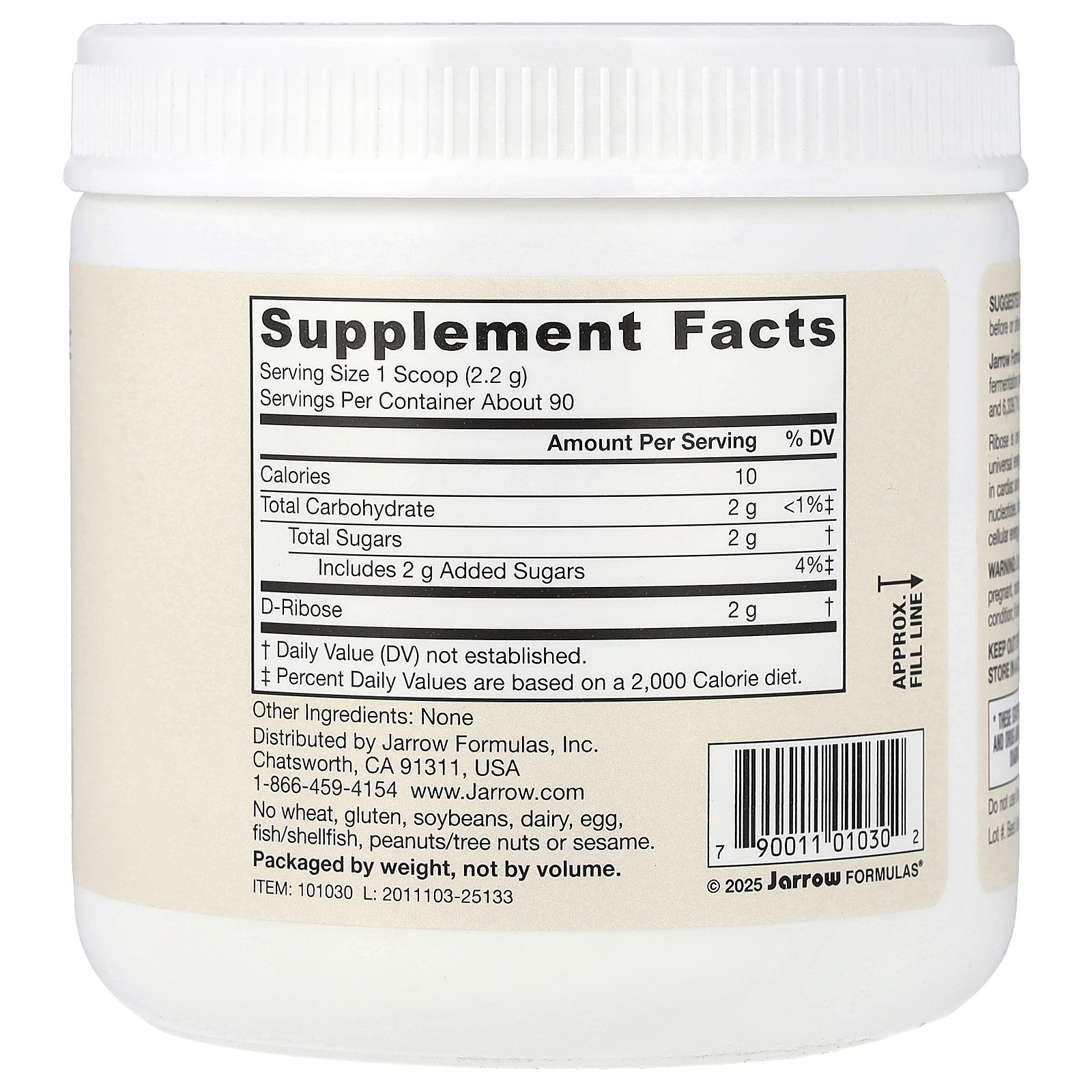 Vegan D-Ribose, 2 g, 7.05 oz (200 g)