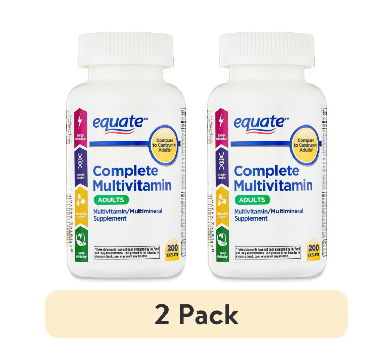Equate Complete Multivitamin/Multimineral Supplement Tablets,Adults, 200Count,2P