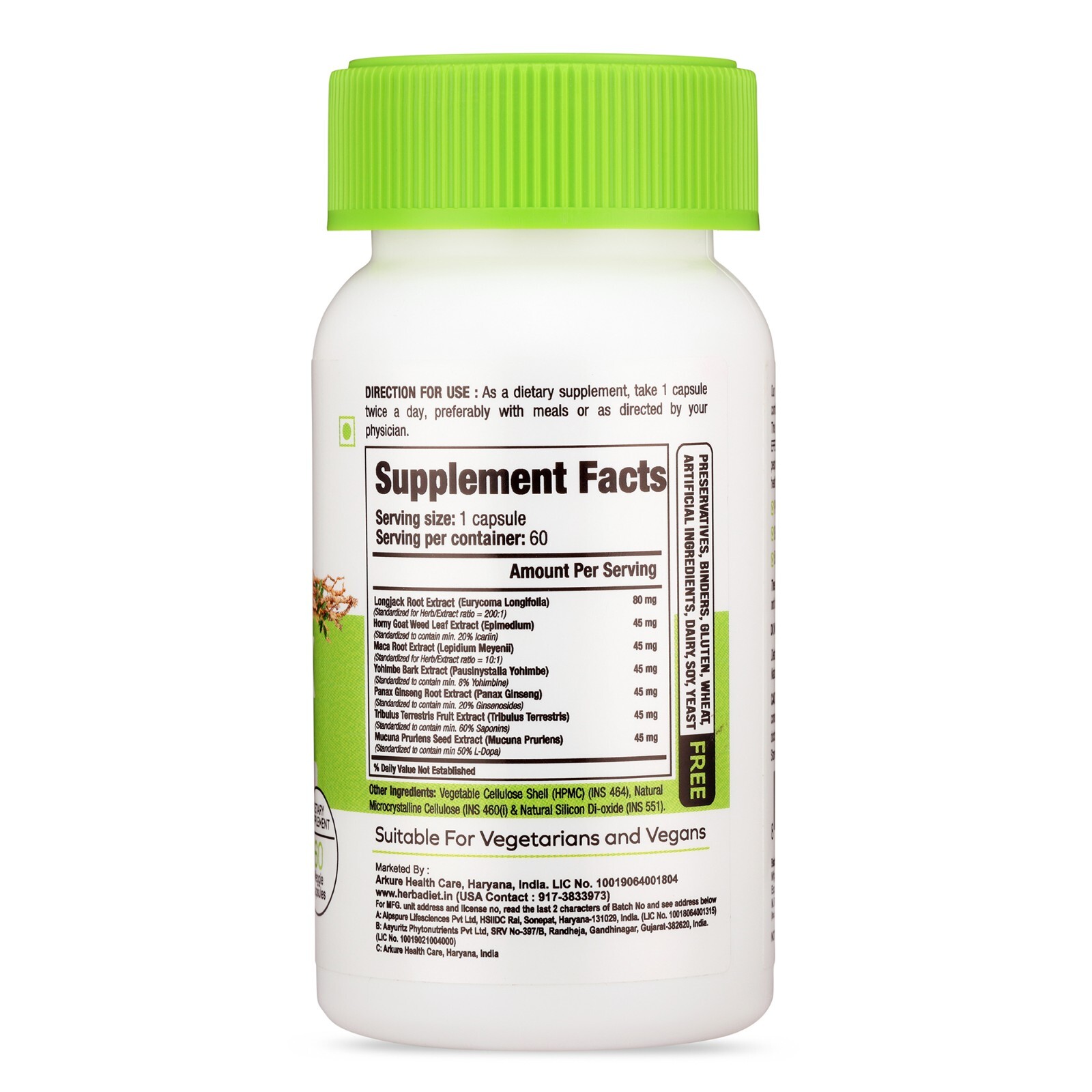 Longjack Capsules with Horny Goat Weed, Maca, Ginseng, Tribulus – Vitality Blend