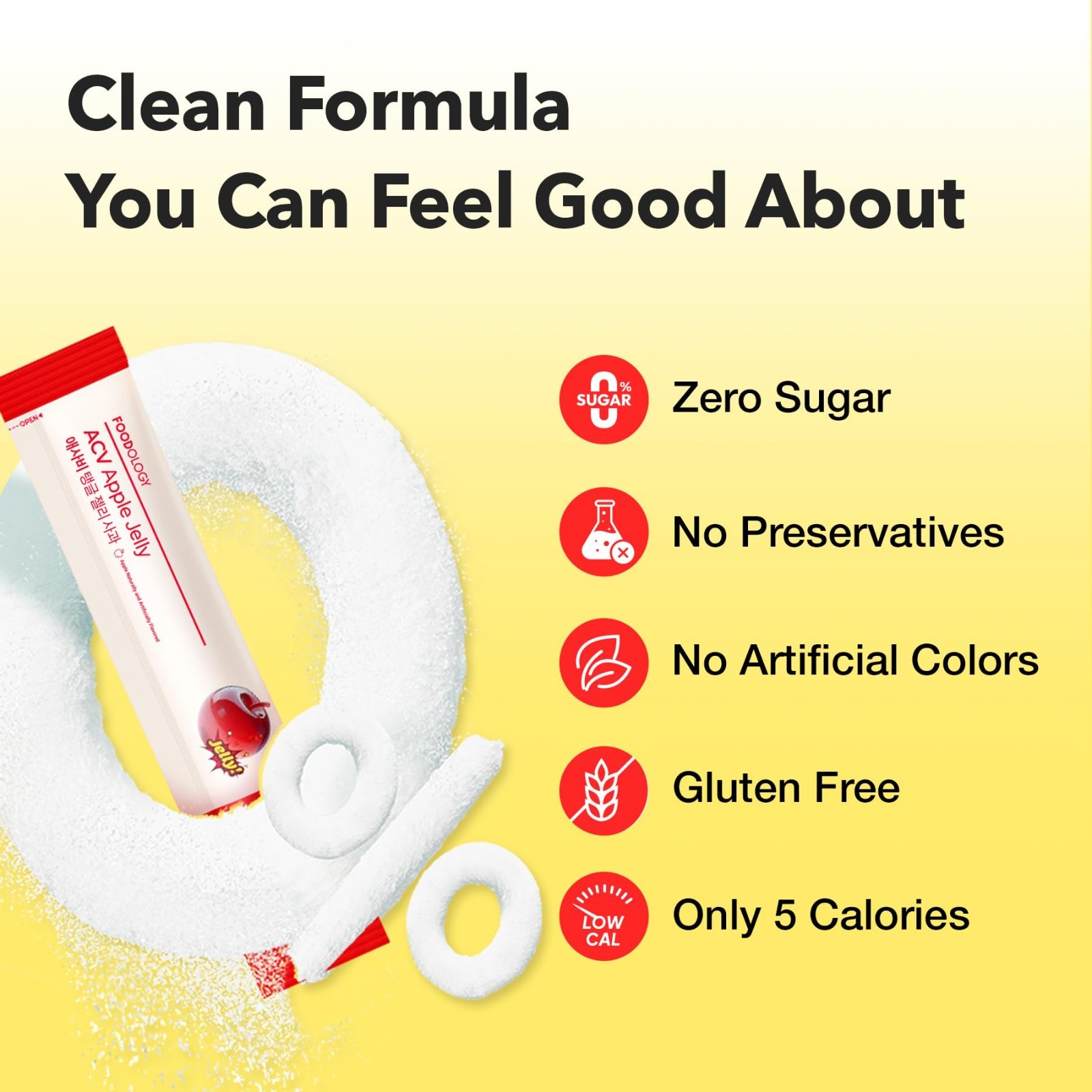 Apple Cider Vinegar Stick Jelly 6,250mg – Peach Flavor, Prebiotic Detox, Gut Hea