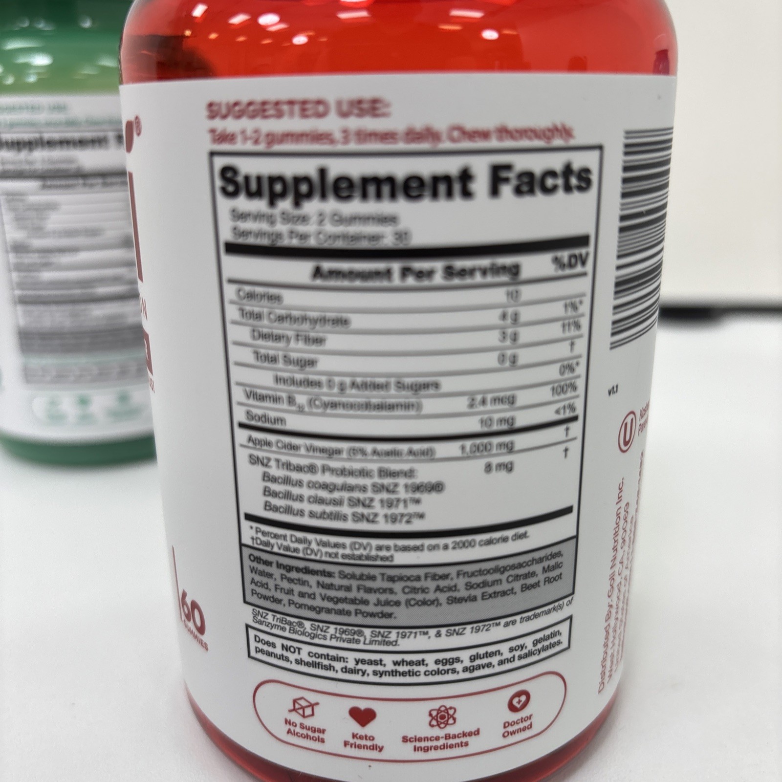 goli 3 Pack Gummy 0-sugar Pre-Post Probiotic, Apple Cider Vinegar, Ashwaganda
