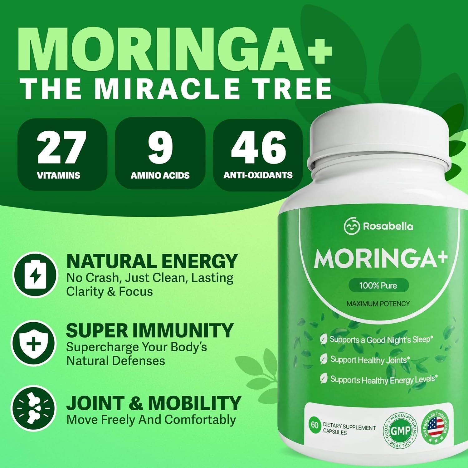 Rosabella Moringa+ – 2-Pack (120 Caps) – Superfood Support