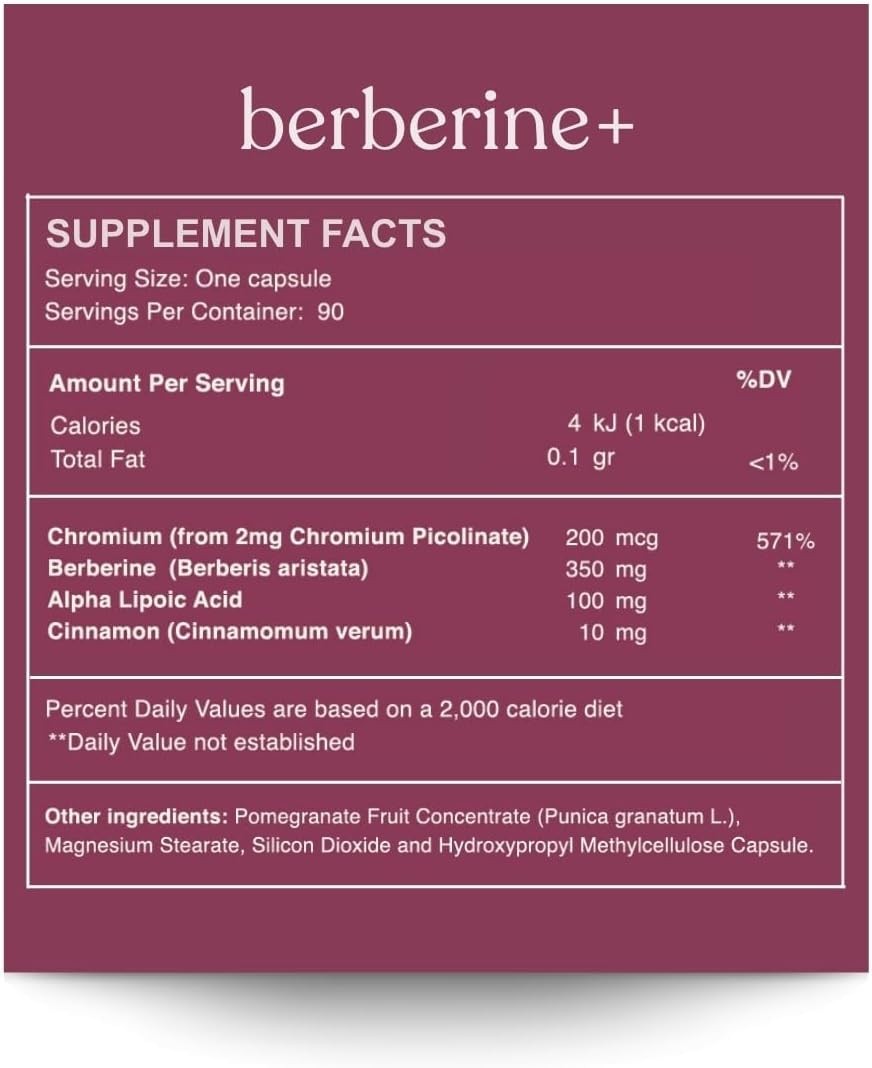 Berberine+ | Berberine, Alpha Lipoic Acid, Chromium & Cinnamon | 90 Capsules