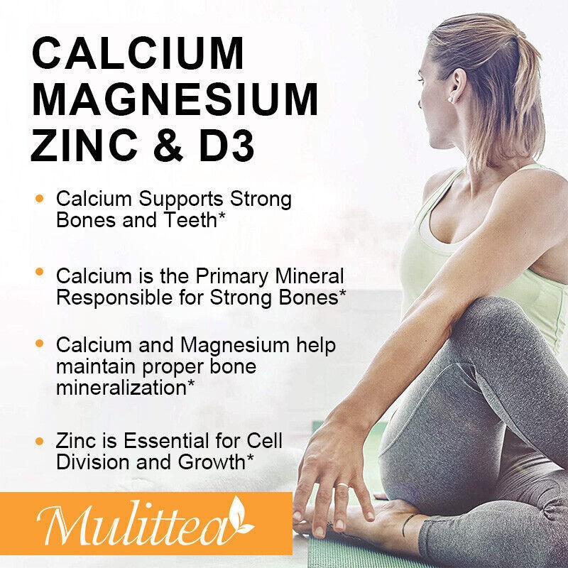 Zinc Calcium Magnesium Vitamin D Complex Supplement Bone Muscle Immune Support