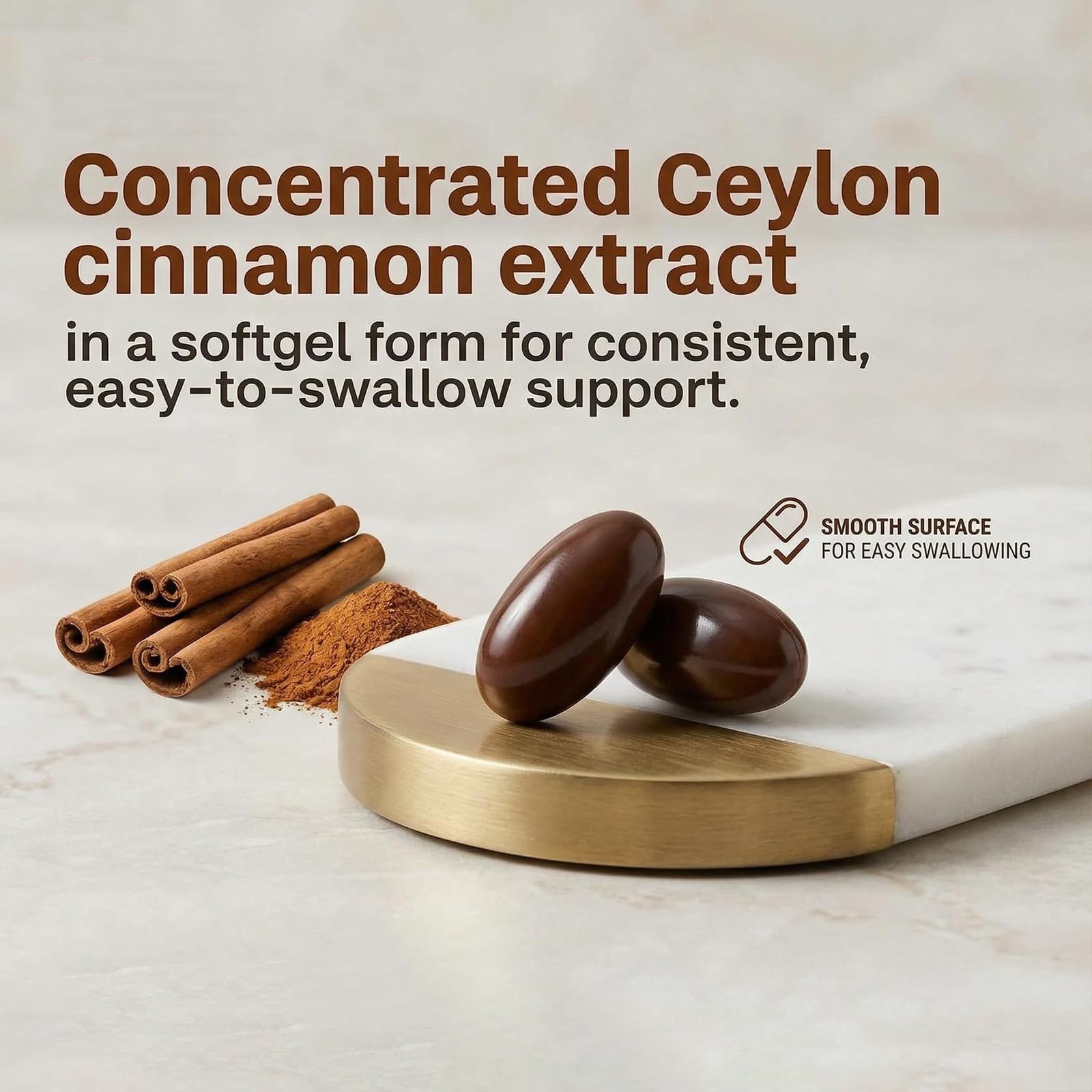 Dietary True Ceylon Cinnamon Softgels with MCT Oil 300 Count Elorita Supplement