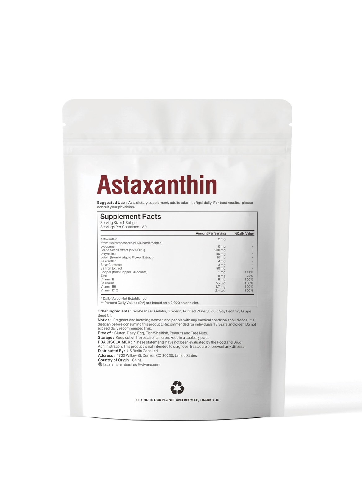 14-in-1 Astaxanthin 12mg & 1 Count (Pack of 1), 12 Mg | 1 Bag | 180 Softgels