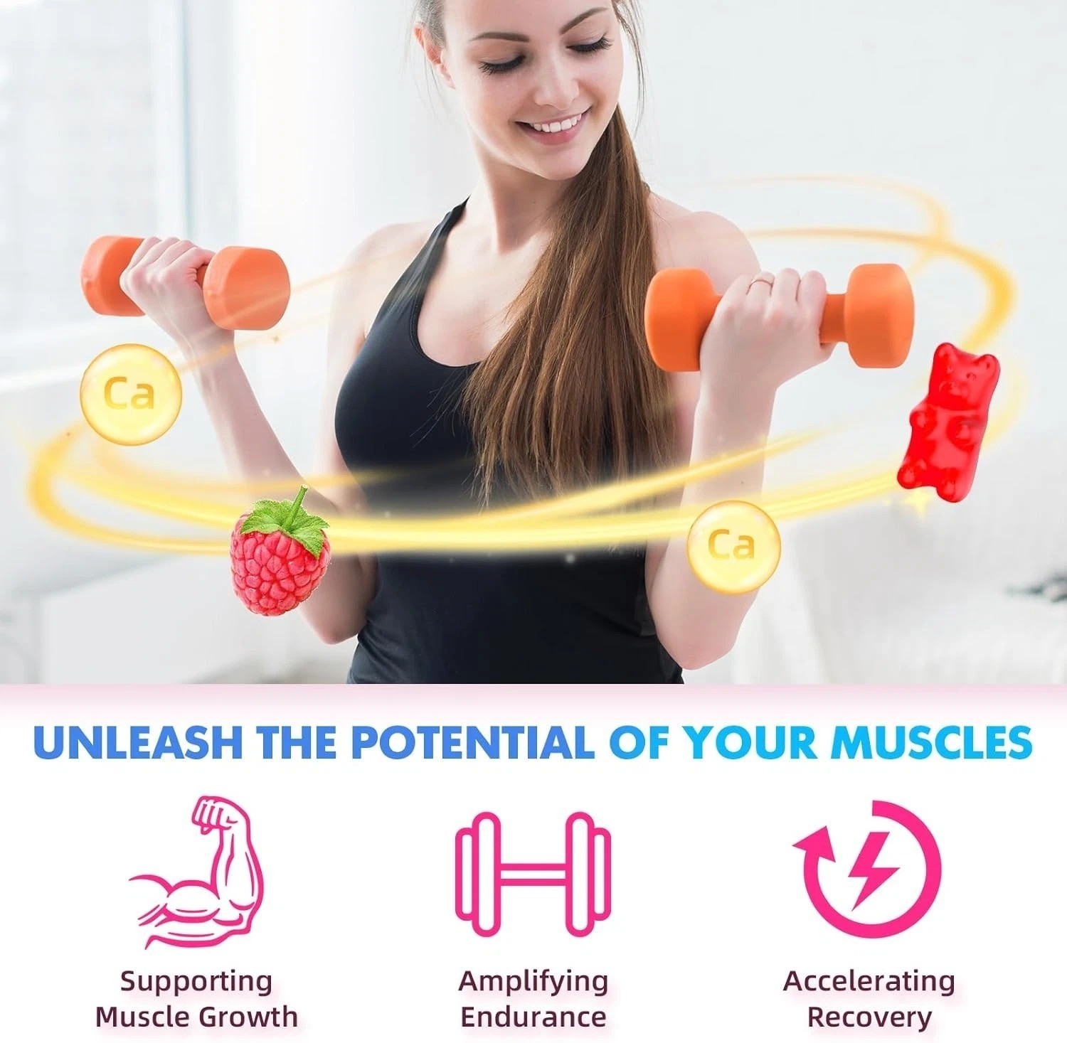HMB and L-Leucine Gummies, HMB and Leucine Amino Acid for Adults & Elder, for Mu