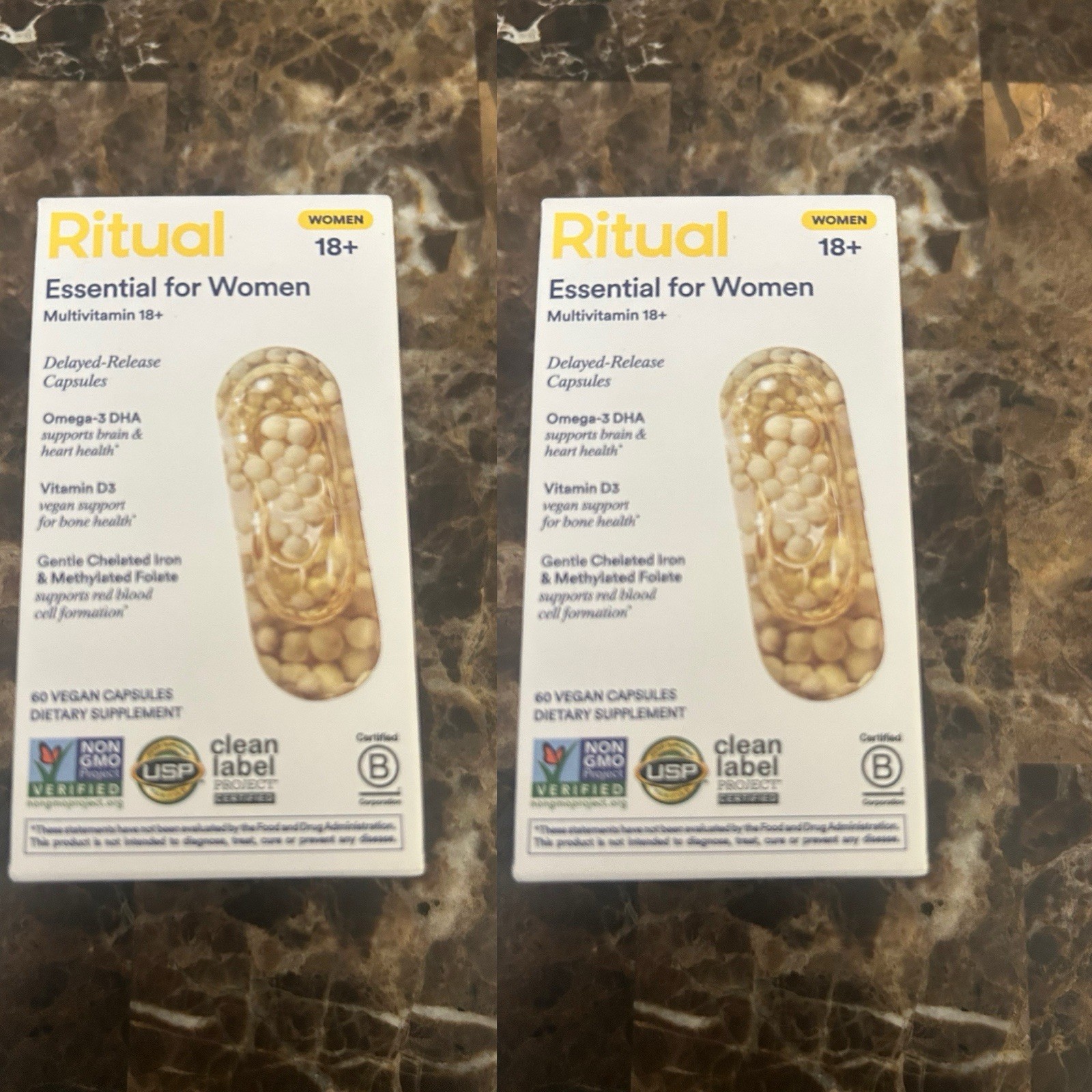 (2 boxes) Ritual Multivitamin for Women 18+ with Omega-3 DHA 60×2=120 Vegan Caps