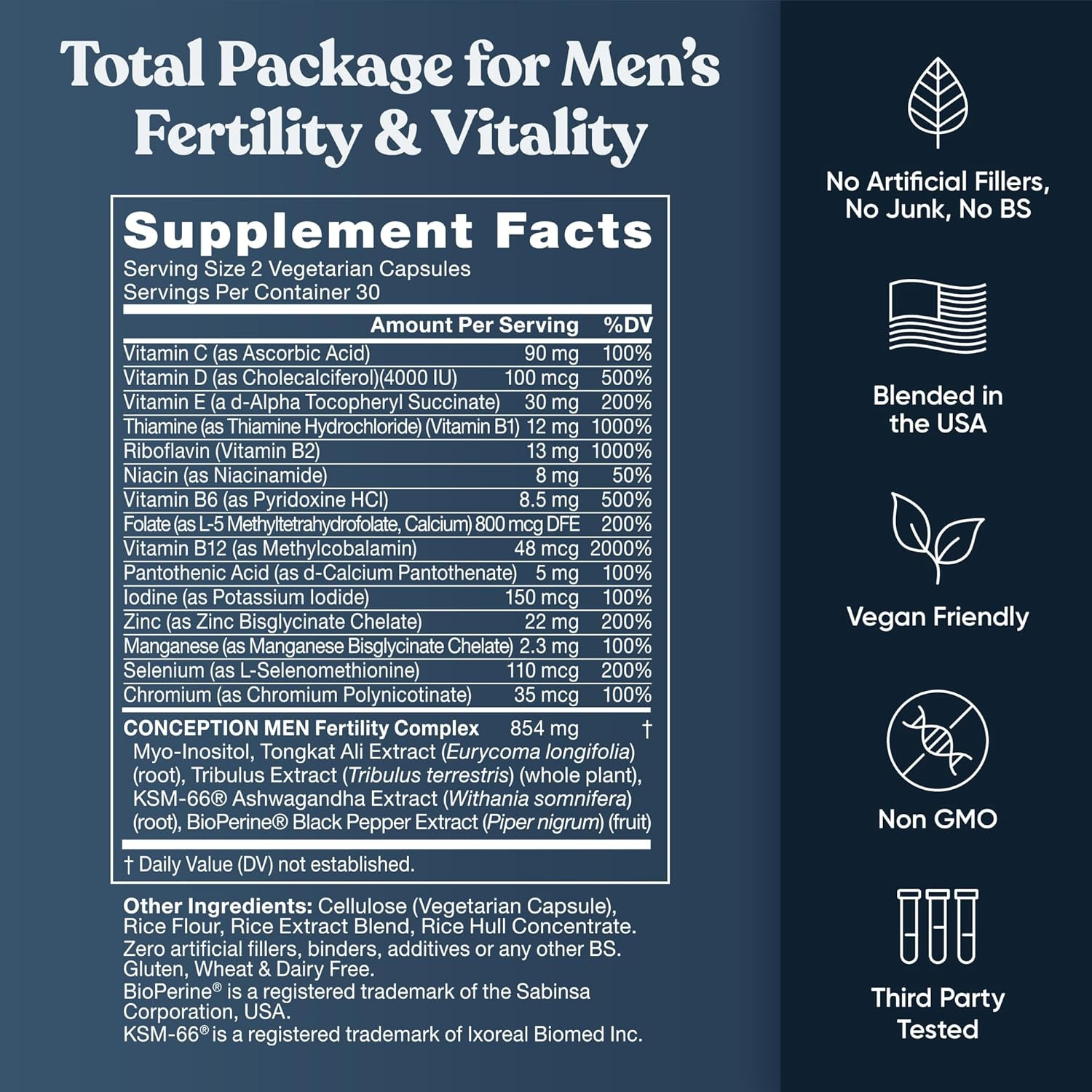 Conception for Him – Male Fertility Supplements with Ashwagandha, Folate & Zinc