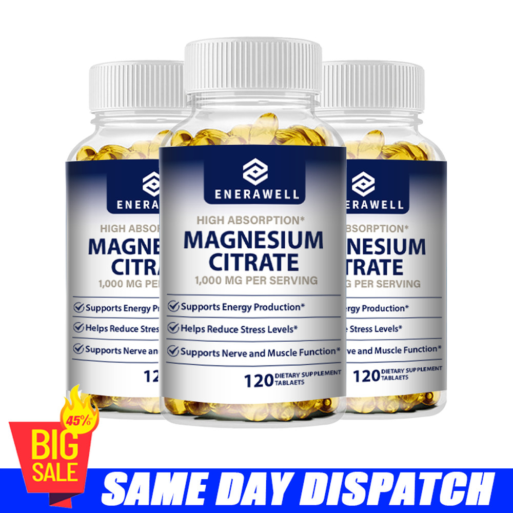 3 Bottles Magnesium Citrate 1000mg Capsules Super Strong Effective | 02/07/2027