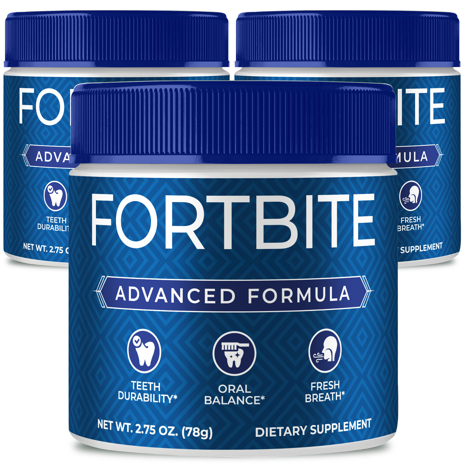 (3 Pack) FortBite Tooth Powder, Advanced Fort Bite Natural Dental & Gum Support