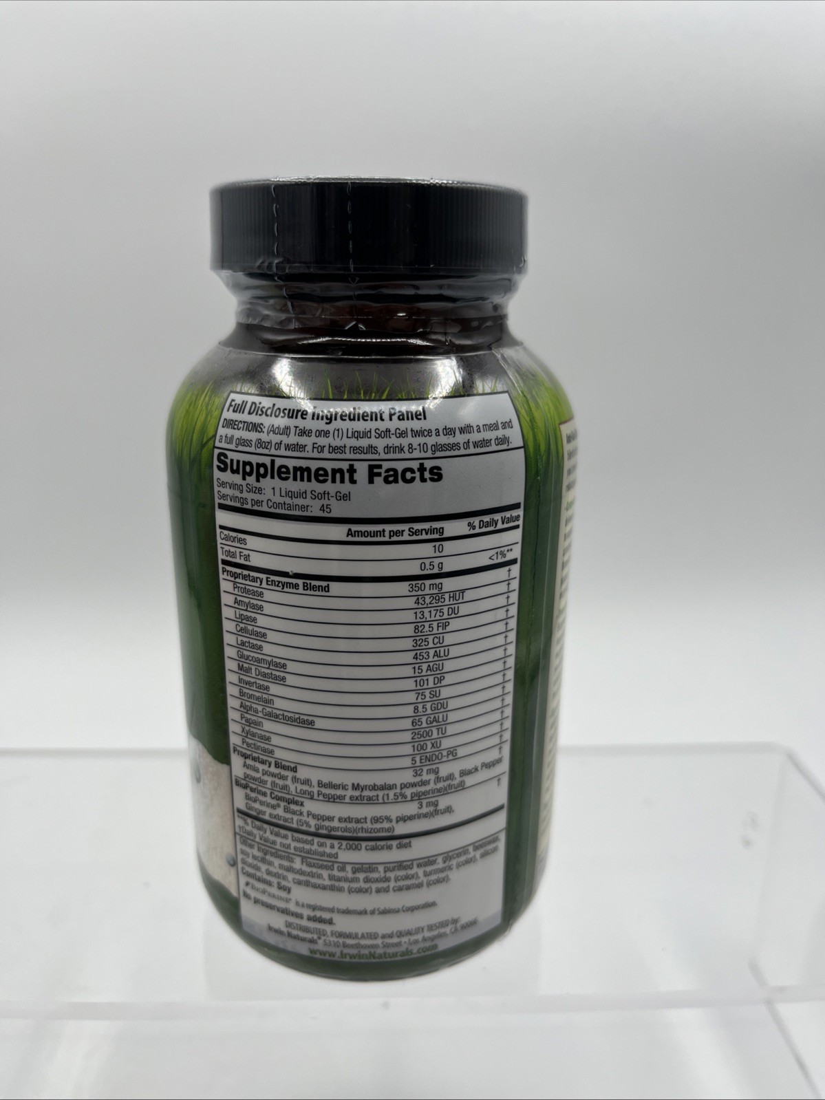 Irwin Naturals Anti-Gas Digestive Enzymes, 45 Liquid Soft-Gels Jan/2027, SEALED