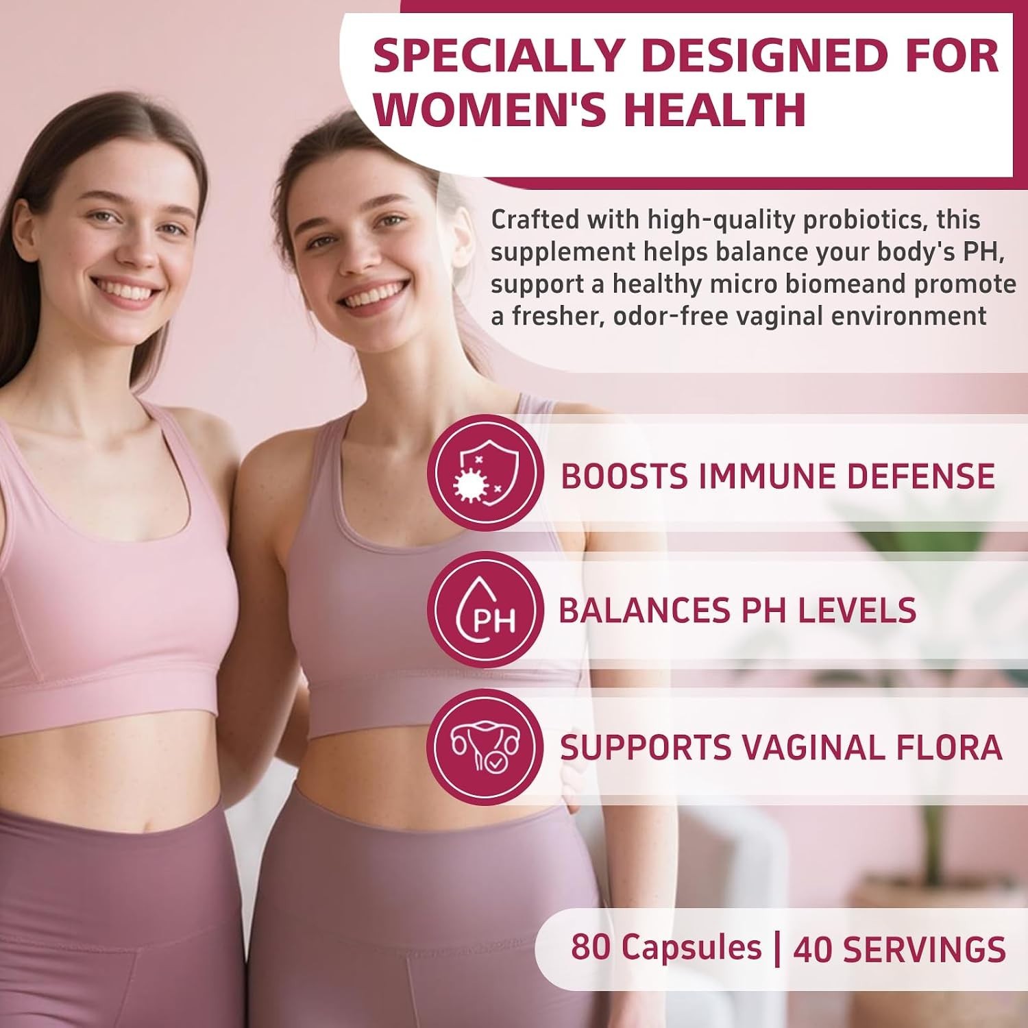 Probiotics for Women 50 Billion CFU Prebiotic Cranberry 80 Capsules