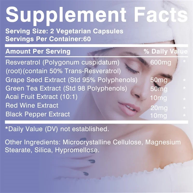 Resveratrol 120pcs,Energy and Focus,Supports Heart,Joint & Brain Function Health