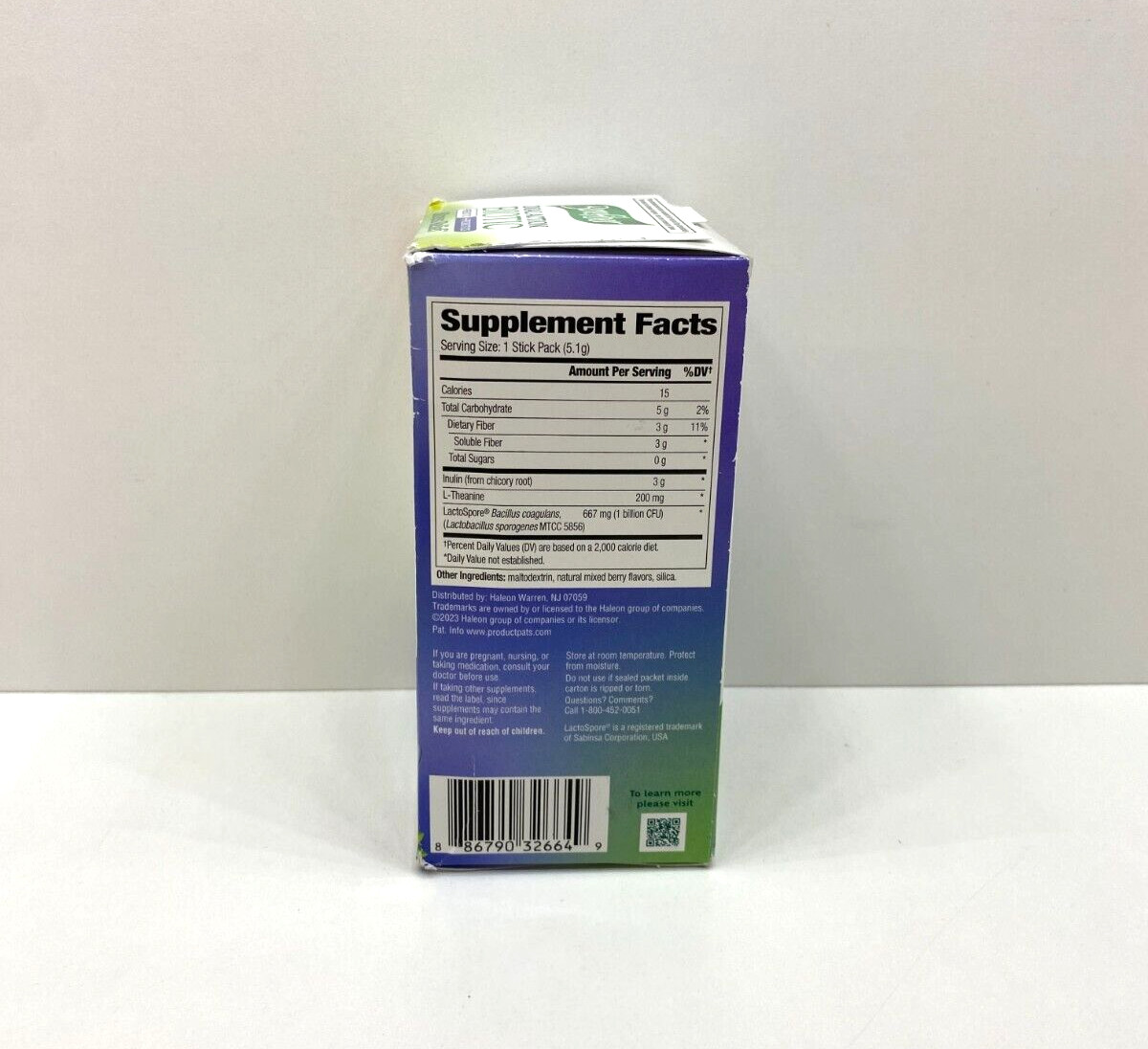 2 Benefiber Dual Action Biotic Prebiotic Probiotics Stress Relief Stick Packs