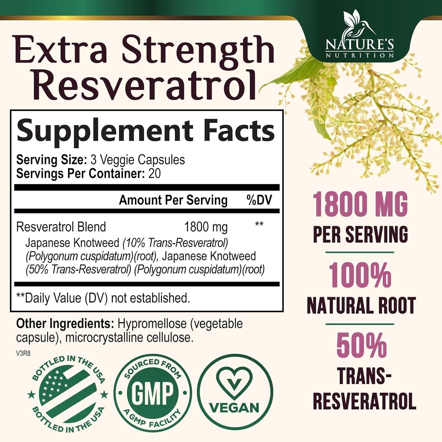 Resveratrol Supplement 1800mg – Extra Strength Trans-Resveratrol, Antioxidant Bl