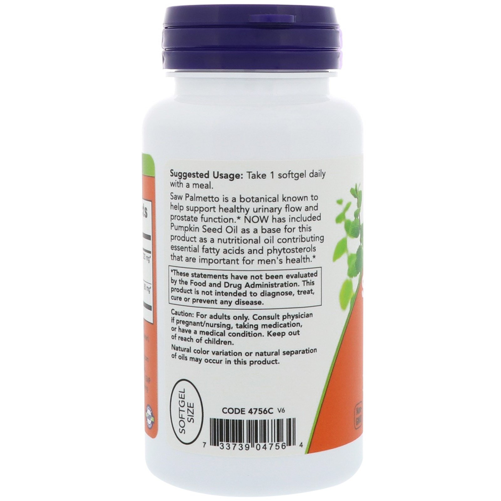 Now Foods Saw Palmetto Extract 320 mg 90 Veggie Softgels GMP Quality Assured,