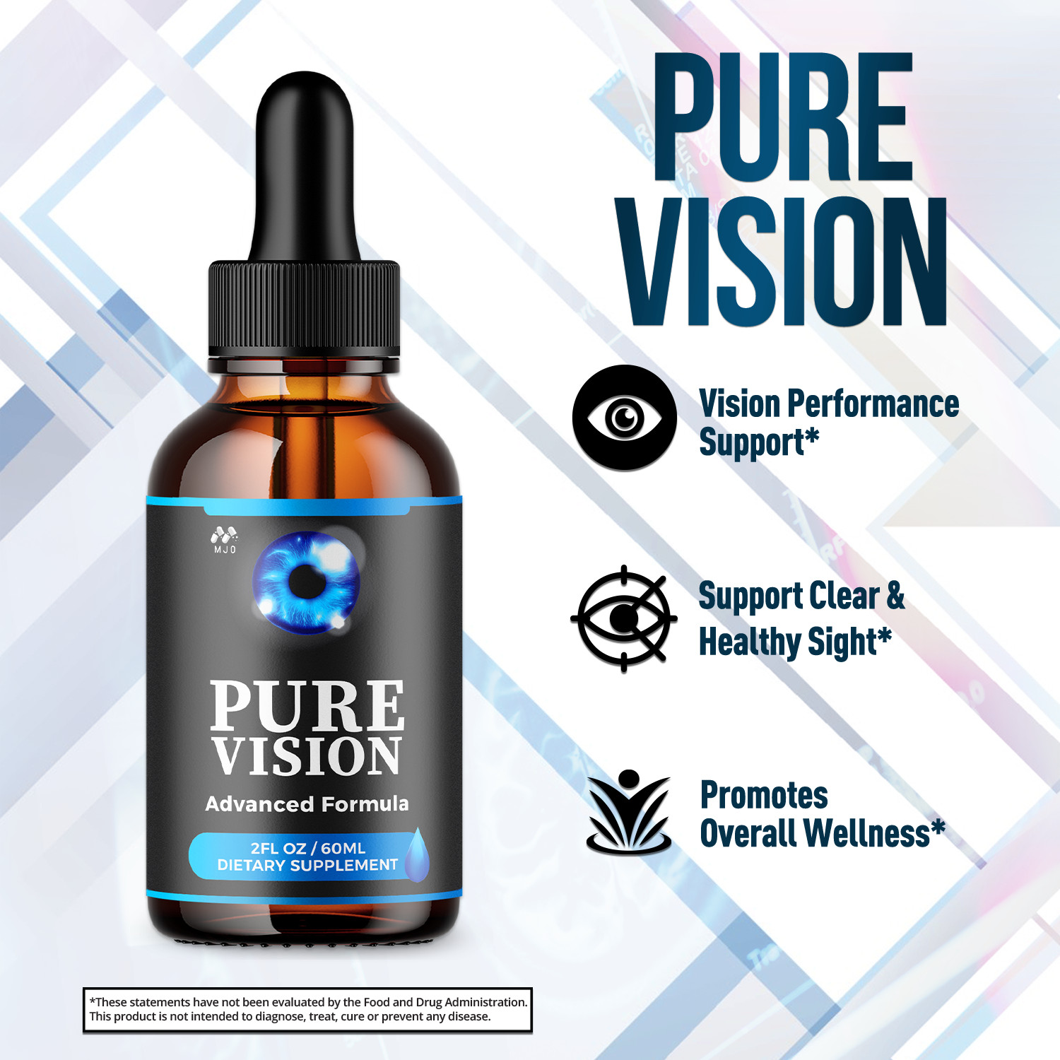 (3 Pack) Pure Vision Drops Support for Healthy Eye Function PureVision 90 Servs