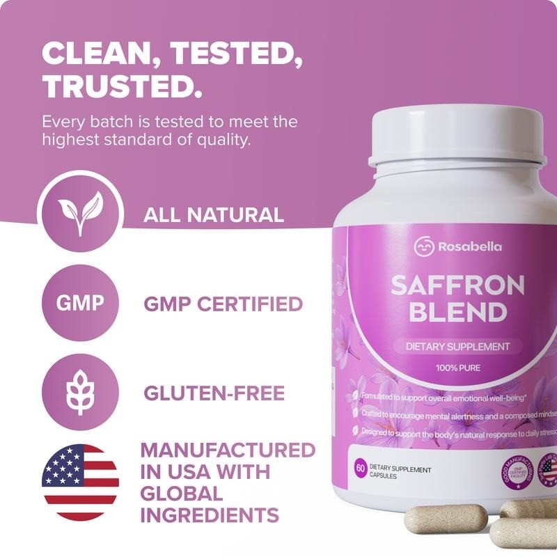 Saffron Supplement 88mg Mood Support Mental Clarity Eye Health Vegan