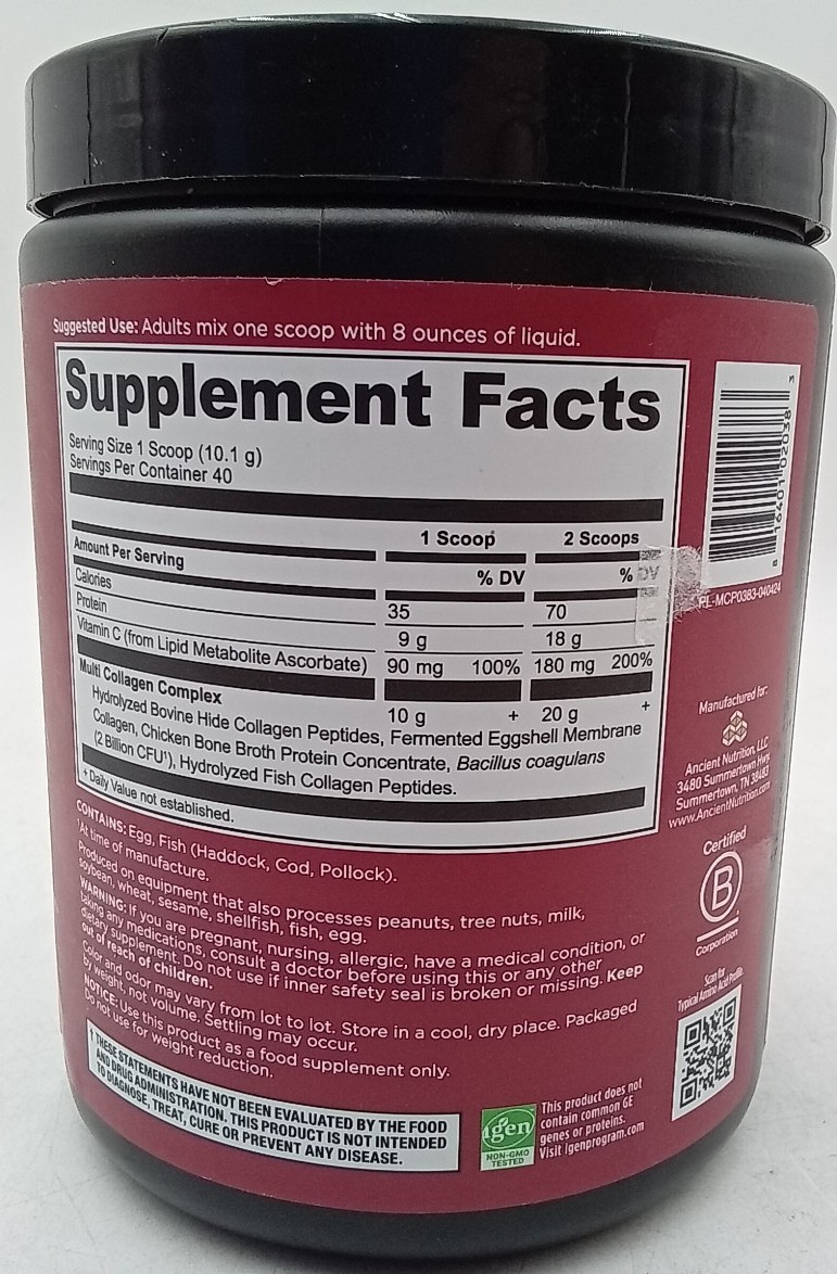 Ancient Nutrition Multi Collagen Peptides Powder Vitamin C 14.3oz BB 12/28