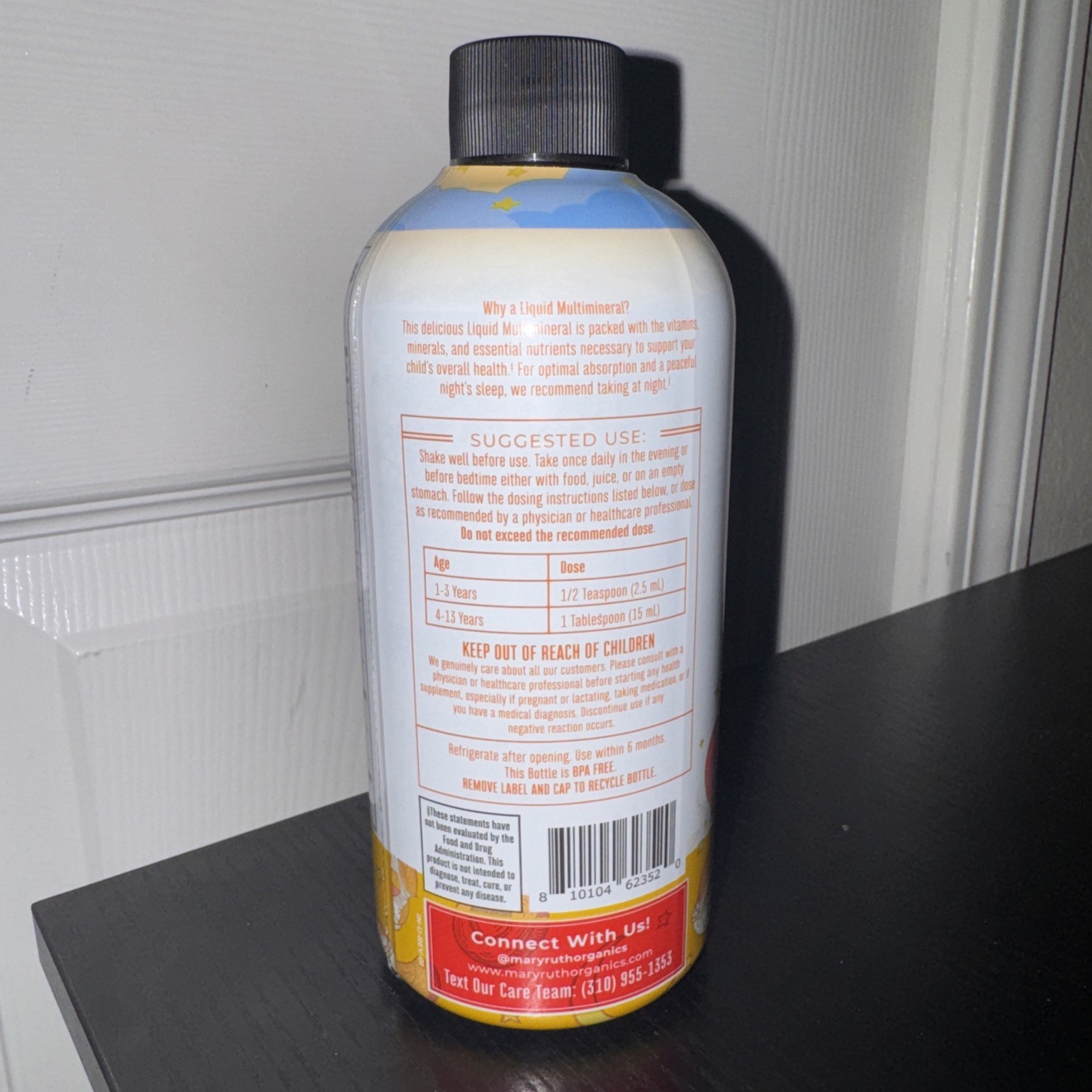 Mary Ruth’s Kids Nighttime Liquid Multimineral Supplement Peaches & Cream -New