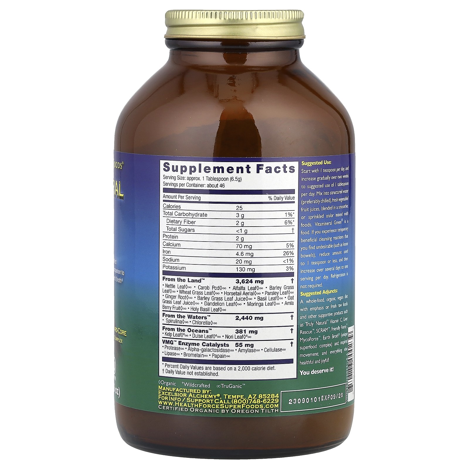 HealthForce Superfoods Vitamineral Green Version 5 3 10 6 oz 300 g Gluten-Free,