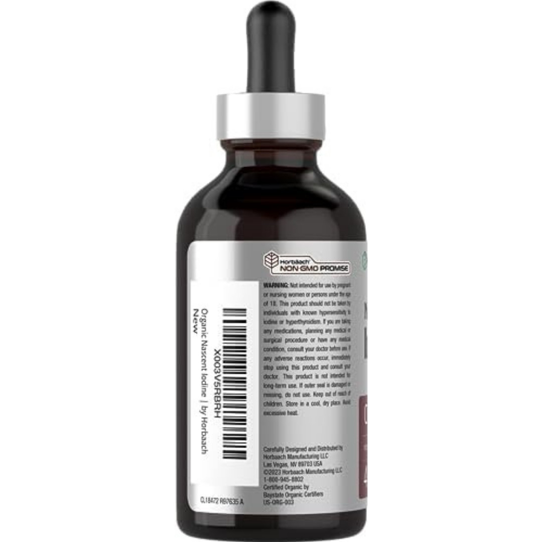 Nascent Iodine 325mcg 4oz Organic Liquid Supplement Non-GMO Gluten Free USA