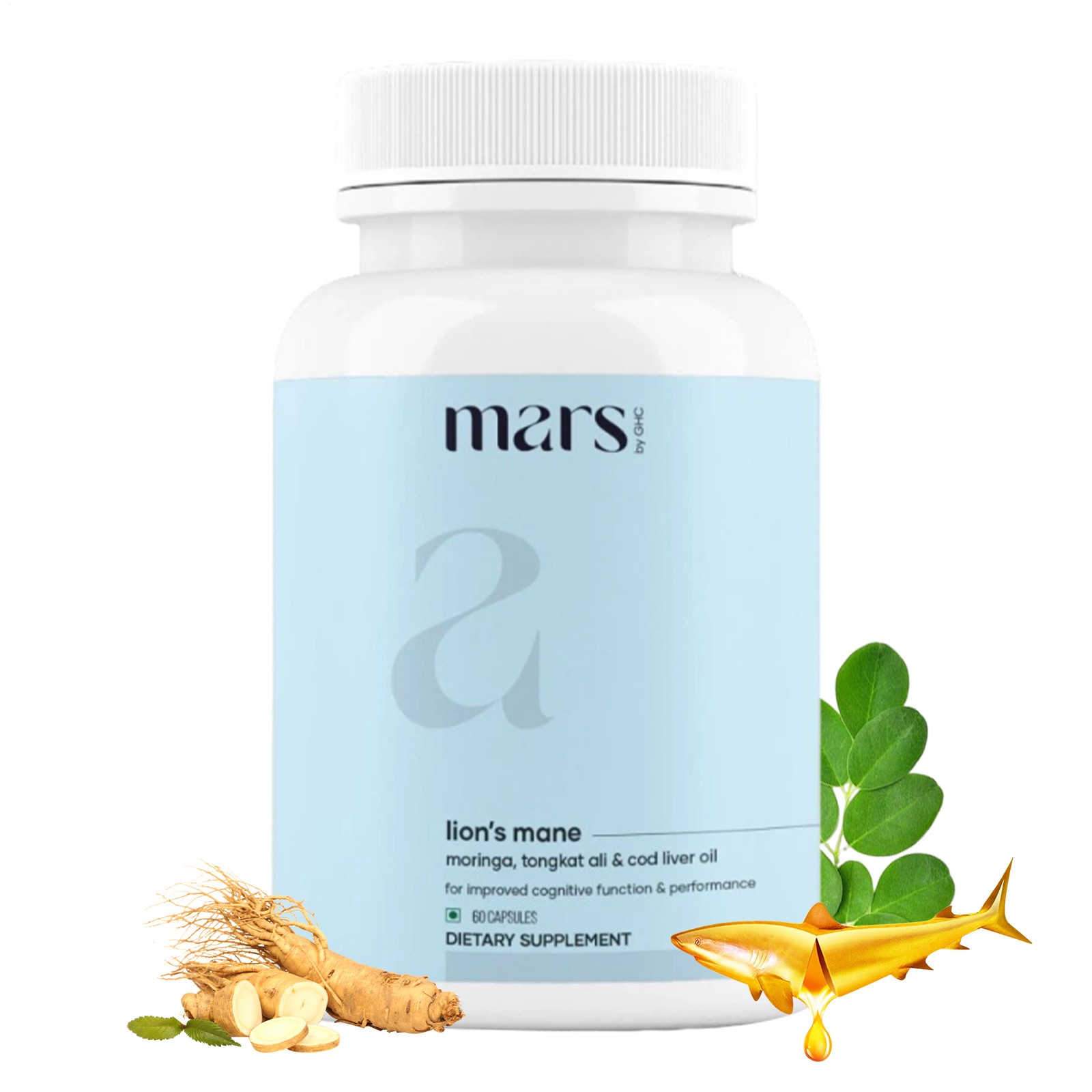 Mars By GHC Lion’s Mane Caps (60N) : Powered With Moringa Powder – Pack Of 1