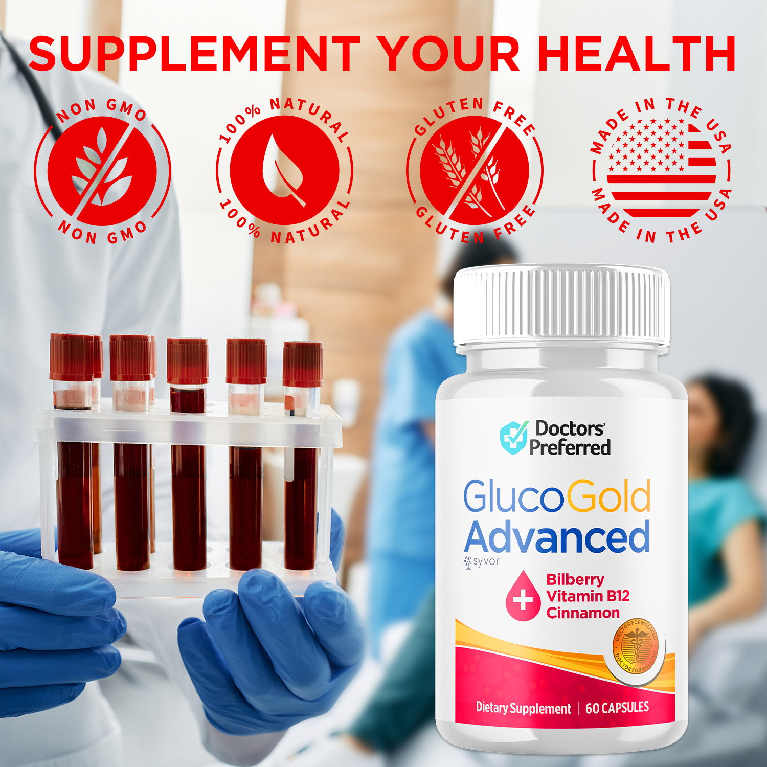 (3 Pack) Gluco Gold Blood Balance Advanced Support Glycogen Supplement 180 Caps