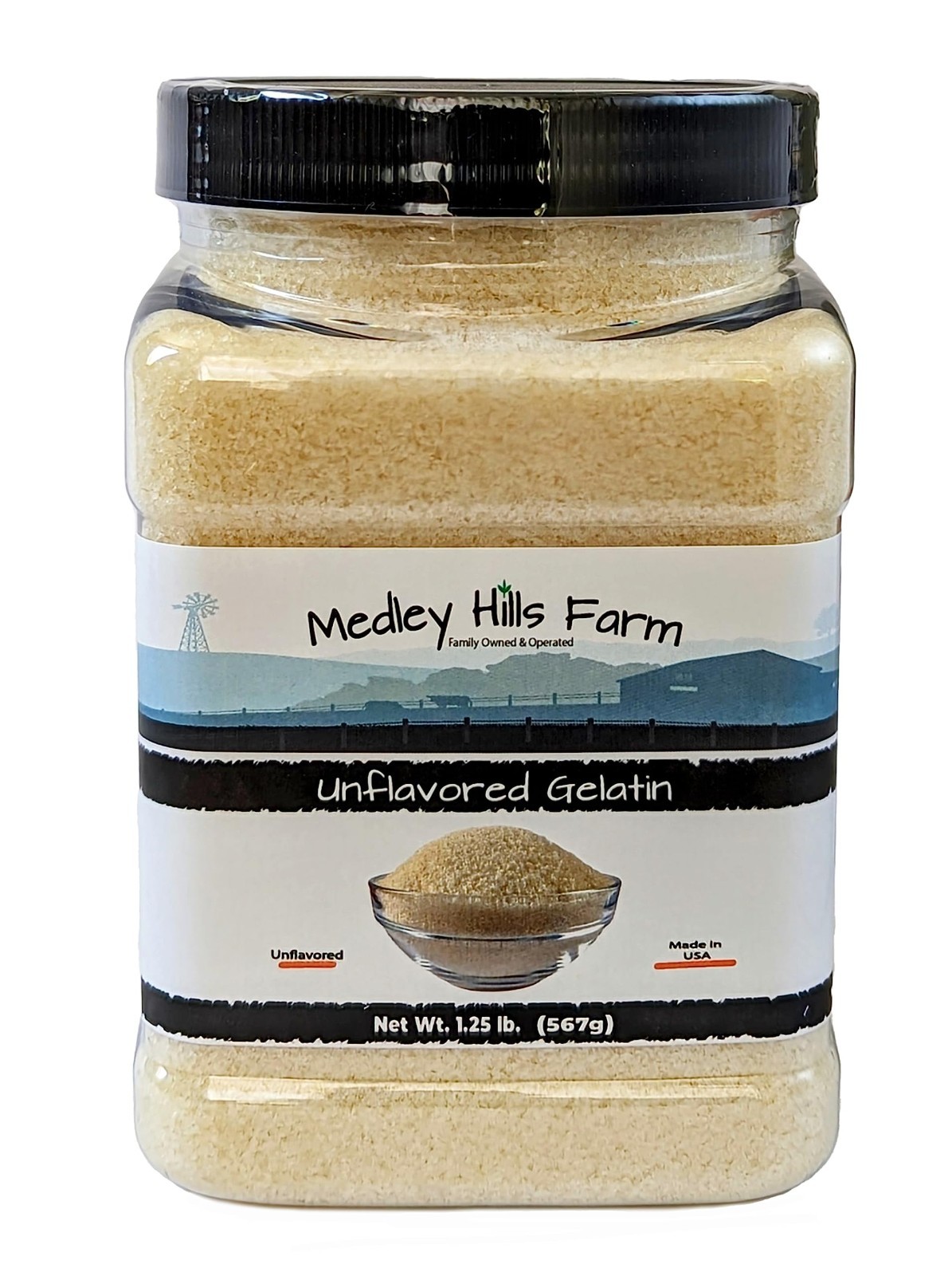 Unflavored Gelatin Powder 1.25 lbs – Thickening Agent in Reusable Container, USA