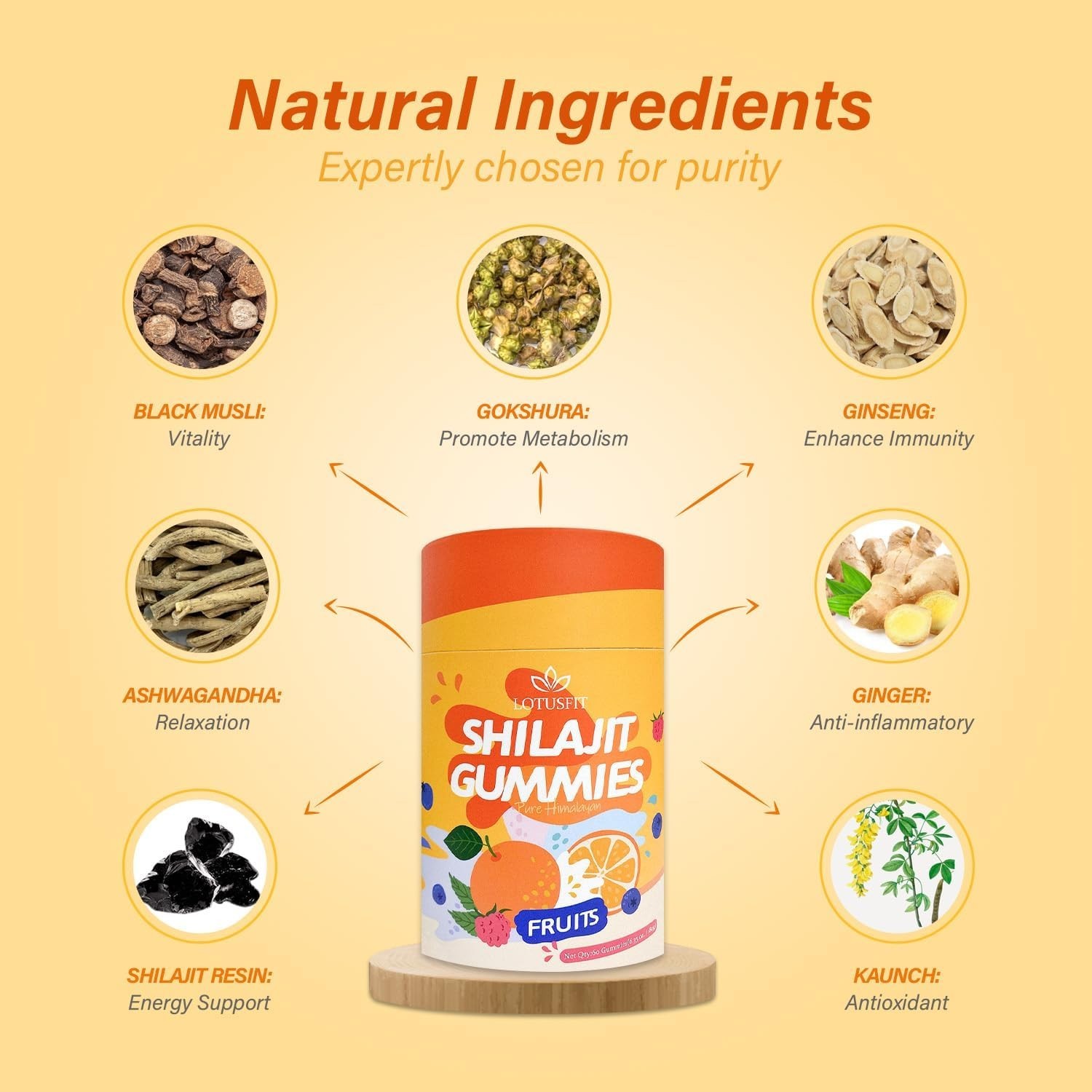 Shilajit Gummies Pure Himalayan Shilajit with Ashwagandha & 85+ Trace Minerals