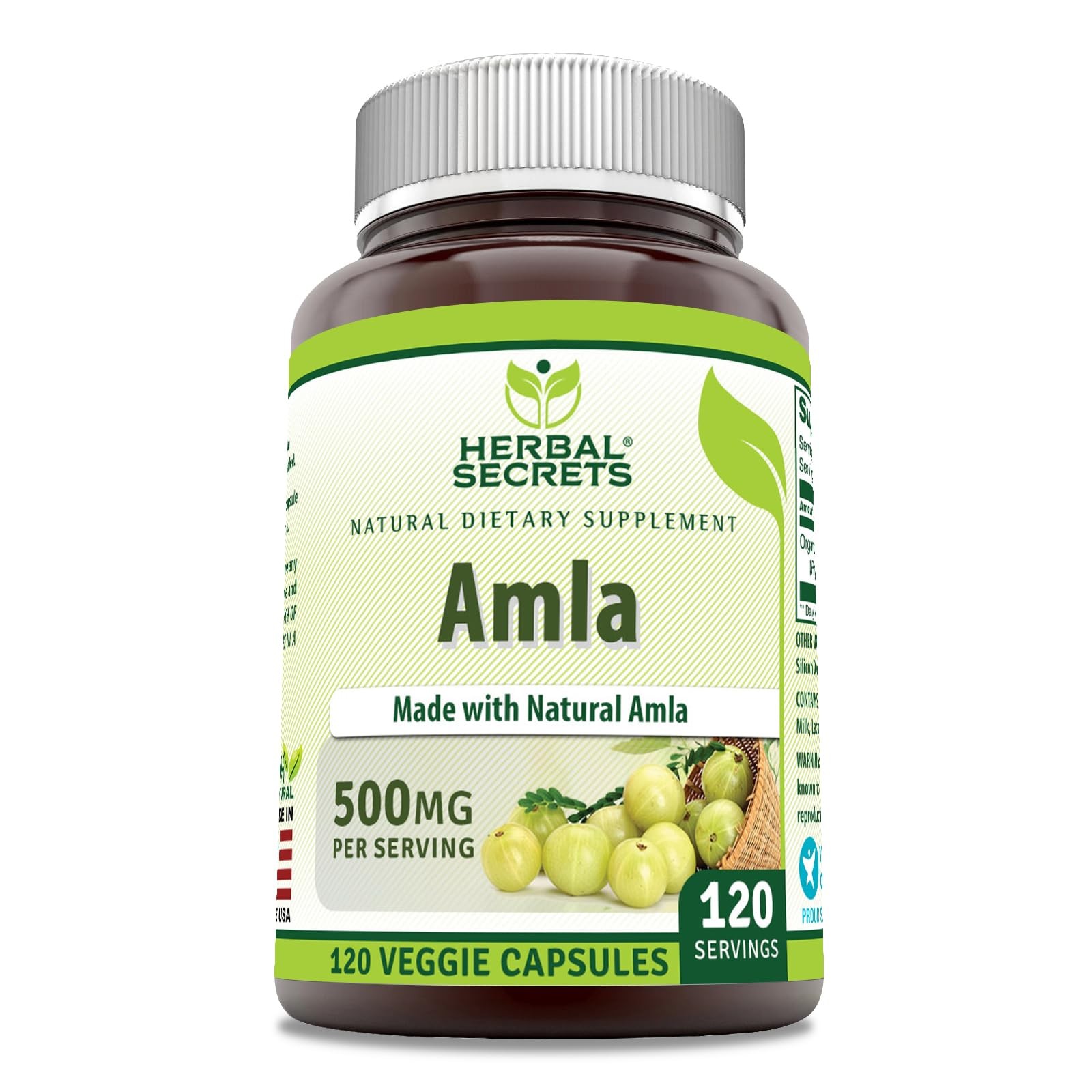 Herbal Secrets Amla Supplement | 500 Mg Per Serving | 120 1 Count (Pack of 1)