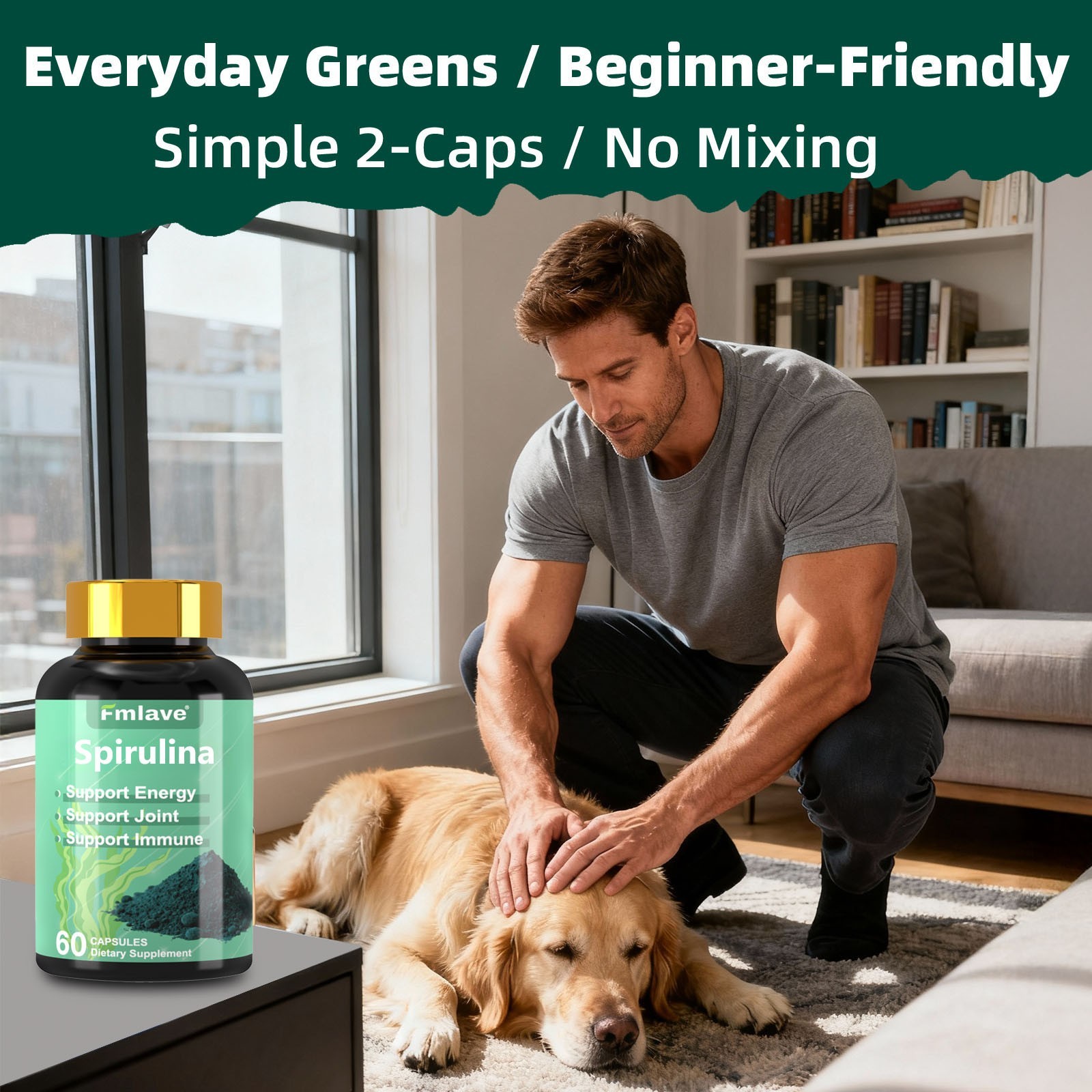 Chlorella Spirulina Organic | 60/120/240 caps | Vegetarian, Non-GMO | by Fmlave
