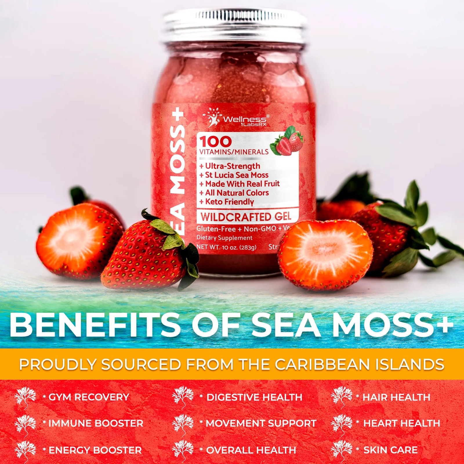 Sea Moss Gel Wildcrafted Seamoss Gel Superfood Strawberry Flavor Irish Sea …