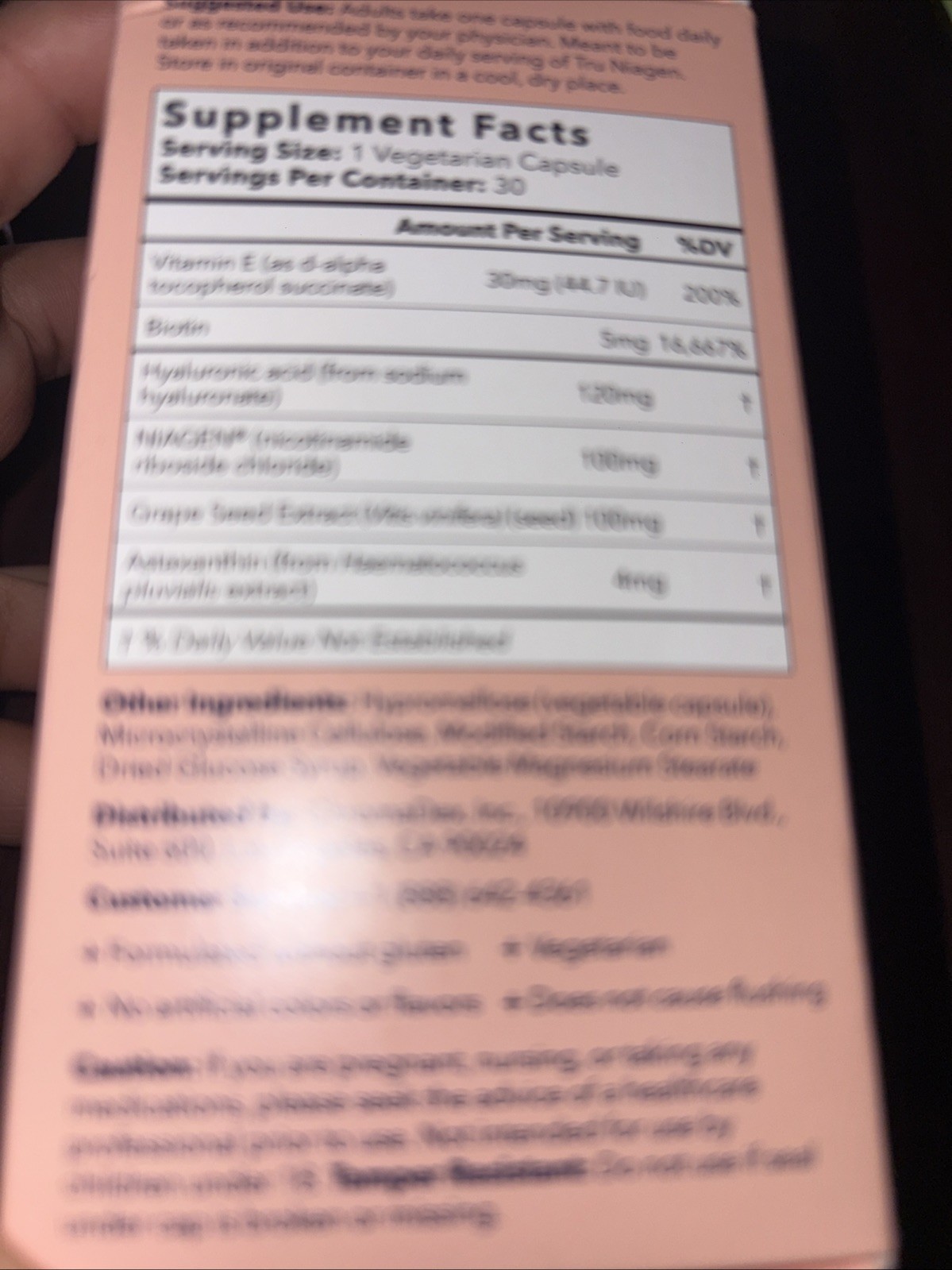 TRU NIAGEN Beauty NAD+ Skin, Hair & Nails – 30 Capsules (100mg)
