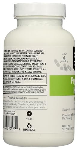 Psyllium Husk Supplement Capsules 500 Mg 180 Count Plant Fiber Digestion
