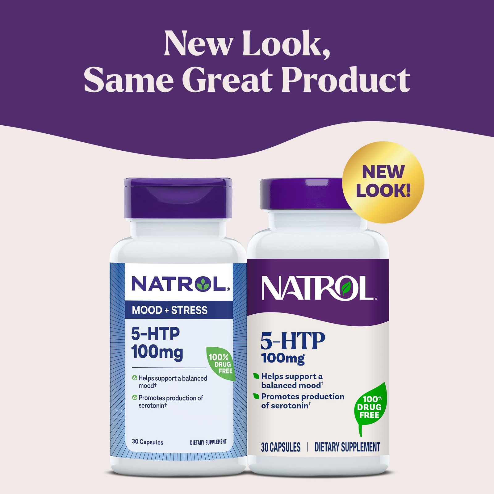 (EXP 06/2026) OLD LOOK Natrol Mood + Stress 5-HTP 100 mg Dietary Supplement