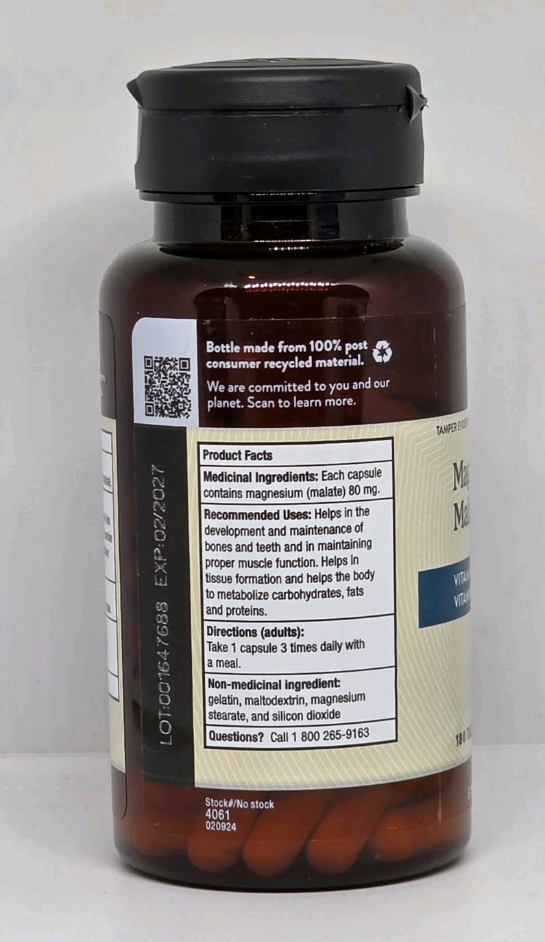 Natures Sunshine Magnesium Malate 180 Tablets New Sealed Bottle Exp. 02/2027