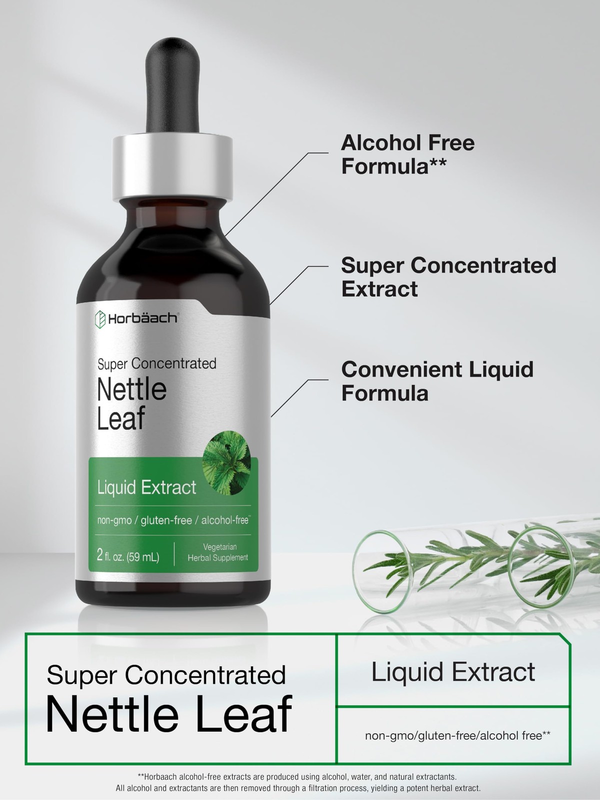 Horbäach Nettle Leaf Extract Drops | 2 fl oz | Alcohol 2 Fl Oz (Pack of 1)