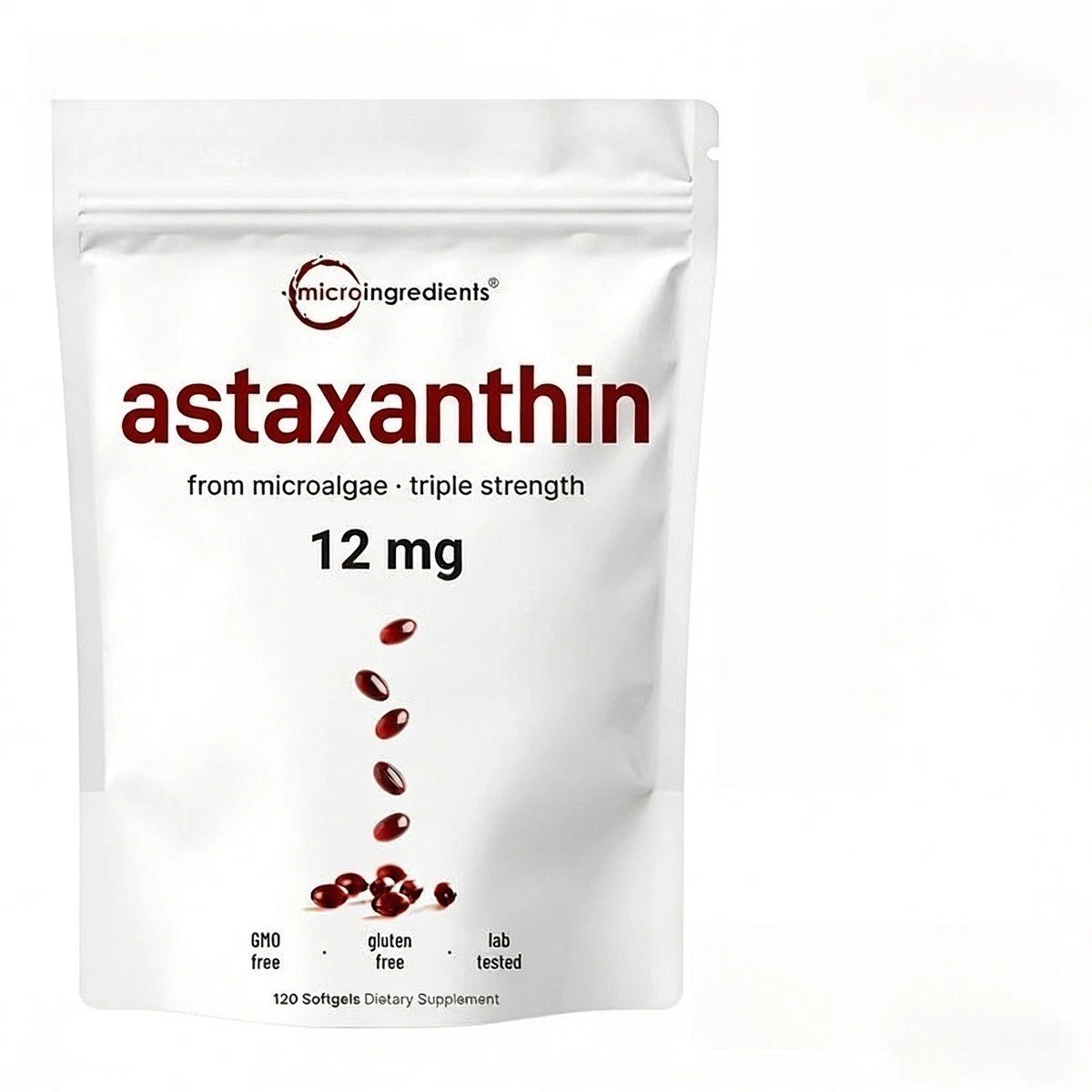 12mg Micro Ingredients Astaxanthin, Natural Tanning Support, 4 Month Supply NEW